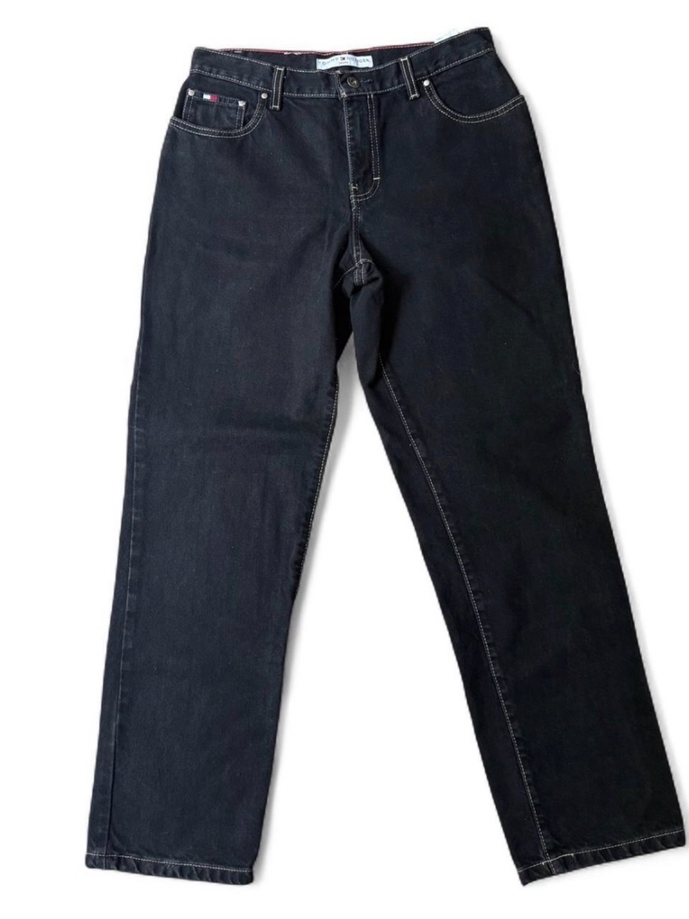 Vintage Black Tommy Hilfiger Contrast Stitch Jeans Y2K Size 6 Women’s